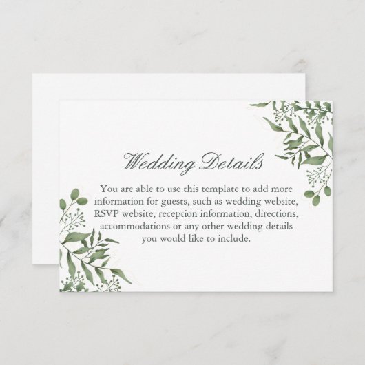 バジェット多血ユーカリ葉ユ結婚ーカ エンクロージャーカード (正面/裏面)