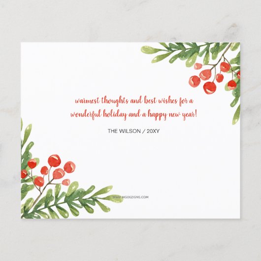 バジェット大枝オブホーリーウェーブモーティングホリデーカード (裏面)