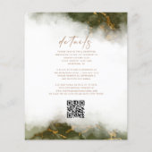 バジェット大理石オリーブグリーン金ゴールドQRコード結婚ズ (裏面)