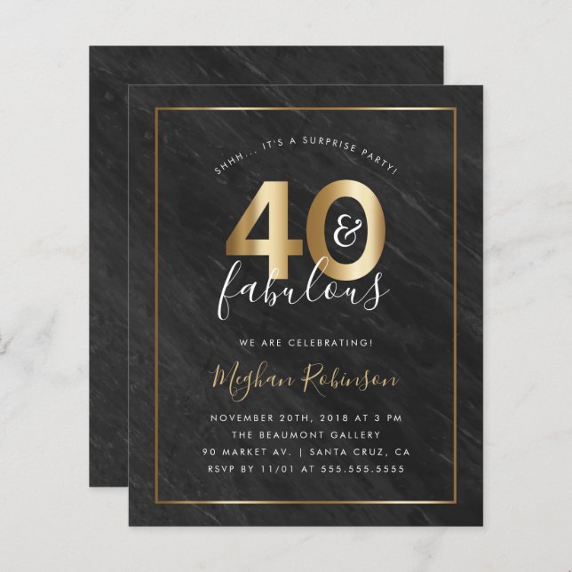 バジェット大理石金ゴールドサプライズ40th誕生日パーティー (正面/裏面)
