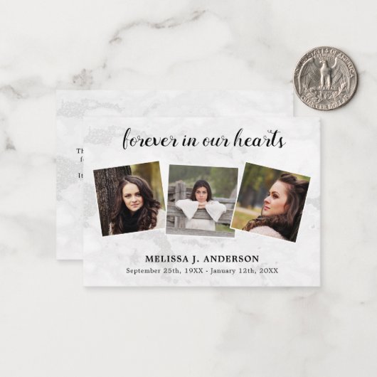 バジェット大理石3フォト悔やみや弔慰葬儀ありがとう ノートカード (正面/裏面インサイチュ)