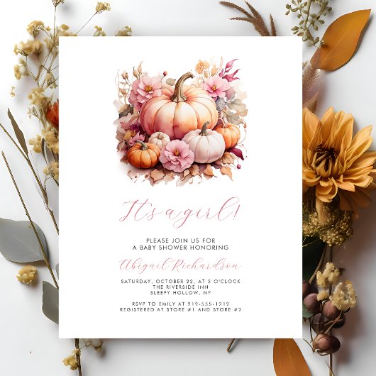 バジェット女の子ピンクカボチャ秋ベビーシャワー