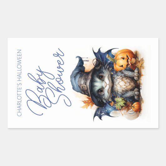 バジェット子供の水の色ベビーシャワーハロウィーン 長方形シール (正面)