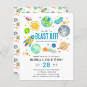 バジェット宇宙ブラストオフ子供の誕生日パーティー (正面/裏面)