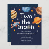 バジェット宇宙ボーイズブルーセカンド誕生日招待状 (正面/裏面)