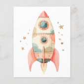 バジェット宇宙&宇宙飛行士子供の誕生日招待状 (裏面)