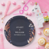 バジェット安スタイリッシュ価屋外ネイビー結婚ズ ペーパープレート (パーティー)