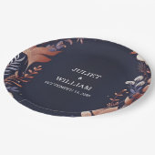 バジェット安スタイリッシュ価屋外ネイビー結婚ズ ペーパープレート (アングル)