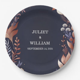 バジェット安スタイリッシュ価屋外ネイビー結婚ズ ペーパープレート