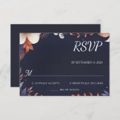 バジェット安スタイリッシュ価屋外ネイビー結婚ズ 出欠カード (正面/裏面)