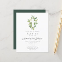 バジェット宗教植物洗礼招待状