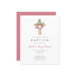 バジェット宗教的クロスピンクフローラガールバプテスマ