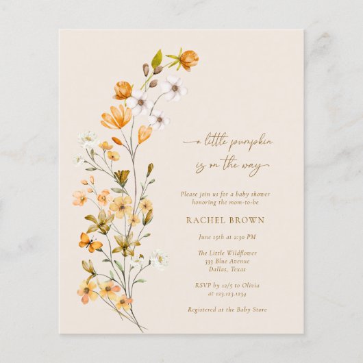 バジェット小さなカボチャは赤ちゃんシャワーの途中にある チラシ (正面)