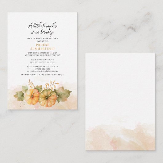 バジェット小さなカボチャ彼女の方法ベビーシャワー ノートカード (正面/裏面)