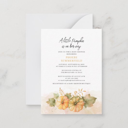 バジェット小さなカボチャ彼女の方法ベビーシャワー ノートカード (正面)