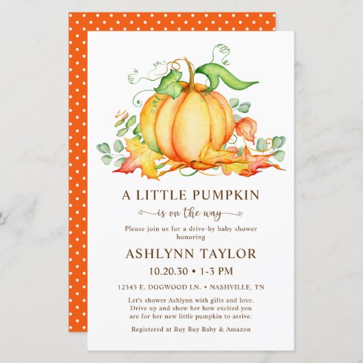 バジェット小さなカボチャ車で赤ちゃんシャワー (正面/裏面)