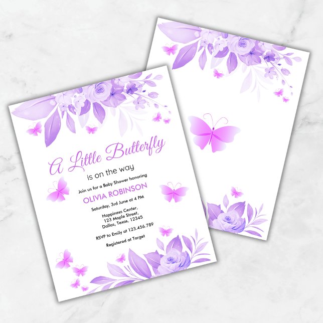 バジェット小さな蝶の赤ちゃんシャワー招待状 (Budget A Little Butterfly Baby Shower Invitation  )