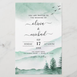 バジェット山素朴の水の色の緑結婚の色