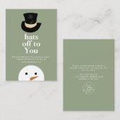 バジェット帽子オフにあなたに雪だるまグリーンカンパニーロゴ ノートカード (正面/裏面)