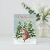 バジェット幸せスケートで滑るベアスノーフラットクリスマス シーズンカード (スタンド正面)