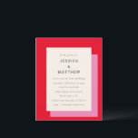 バジェット幾何はっきりしたピンクレッド結婚式招待状<br><div class="desc">バジェットモダン幾何はっきりしたピンクレッドスタイリッシュ結婚式招待状</div>