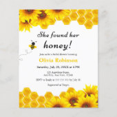バジェット彼女は彼女の蜂蜜ブライダルシャワー招待状 (正面)
