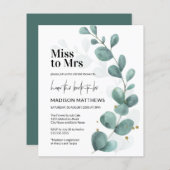 バジェット恋しく思ユーカリ・グリーンへミセス・ブライダルシャワー (正面/裏面)