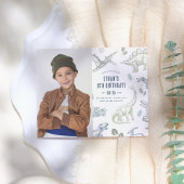 バジェット恐竜の写真の誕生日パーティーの招待状