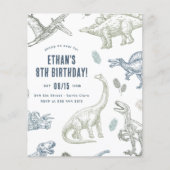 バジェット恐竜の誕生日パーティーの招待状 (正面)
