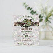 バジェット恐竜の誕生日ラプターカモフラージュ招待状 (スタンド正面)