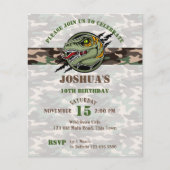 バジェット恐竜の誕生日ラプターカモフラージュ招待状 (正面)