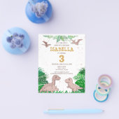 バジェット恐竜キッズディノガール誕生日招待状 チラシ (シングル)