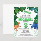 バジェット恐竜キッズディノトレックス誕生日招待状 (正面/裏面)