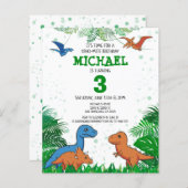 バジェット恐竜キッズディノトレックス誕生日招待状 (正面/裏面)