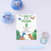 バジェット恐竜キッズディノトレックス誕生日招待状 チラシ (シングル)