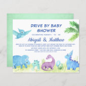 バジェット恐竜ドライブbyベビーシャワー招待状 (正面/裏面)