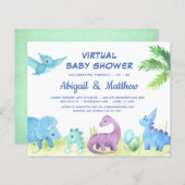 バジェット恐竜バーチャルベビーシャワー招待状 (正面/裏面)