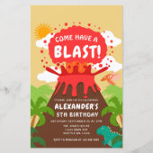 バジェット恐竜ボルケーノ子供の誕生日招待状 (正面)