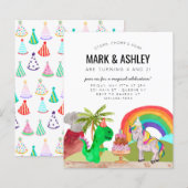 バジェット恐竜ユニコーンケーキキャンドルジョイント誕生日 (正面/裏面)