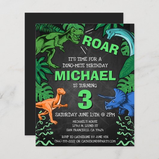 バジェット恐竜子供の誕生日ディノトレックスシャルボード (正面/裏面)