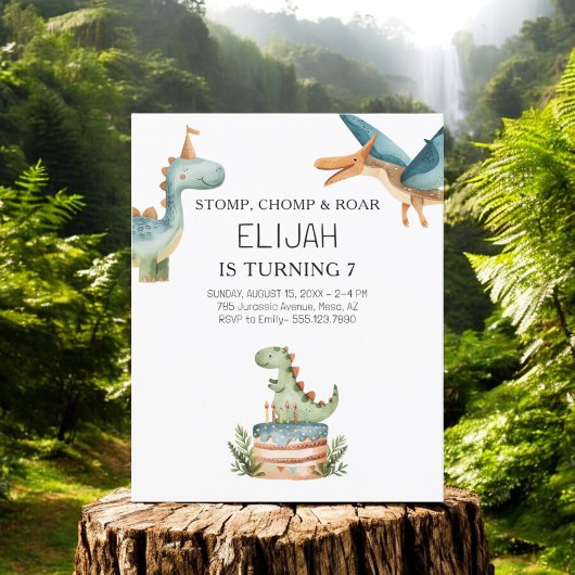 バジェット恐竜誕生日キッズパーティの招待状