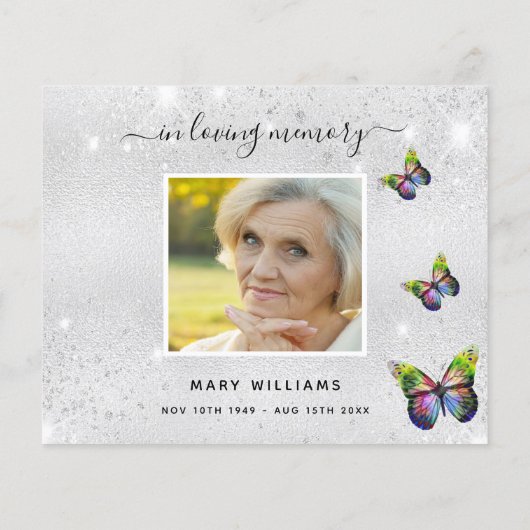 バジェット悔やみや弔慰シルバーバタフライ感謝してい写真you (裏面)