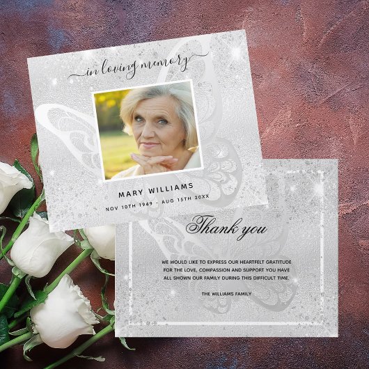 バジェット悔やみや弔慰シルバーバタフライ感謝してい写真you