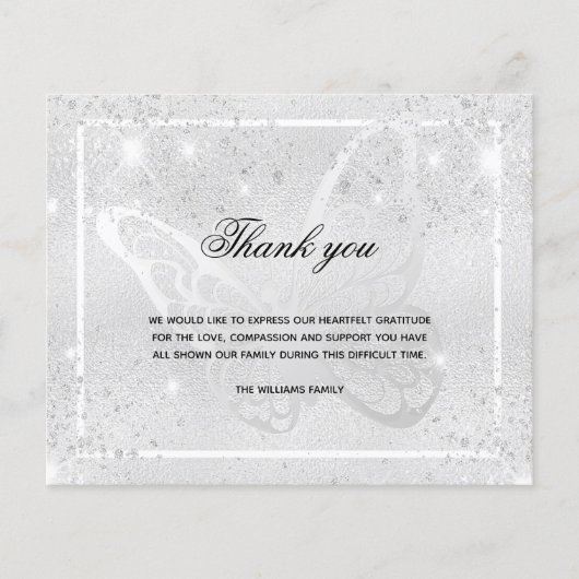 バジェット悔やみや弔慰シルバーバタフライ感謝してい写真you (正面)