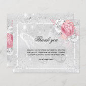 バジェット悔やみや弔慰シルバーピンクフローラ感謝してい写真you (正面/裏面)