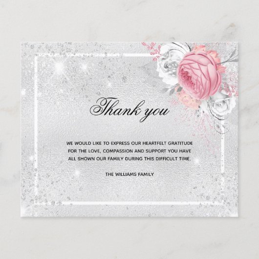 バジェット悔やみや弔慰シルバーピンク感謝していの写真 (正面)