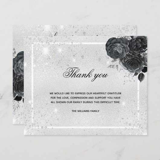 バジェット悔やみや弔慰シルバーブラック感謝してい写真you (正面/裏面)