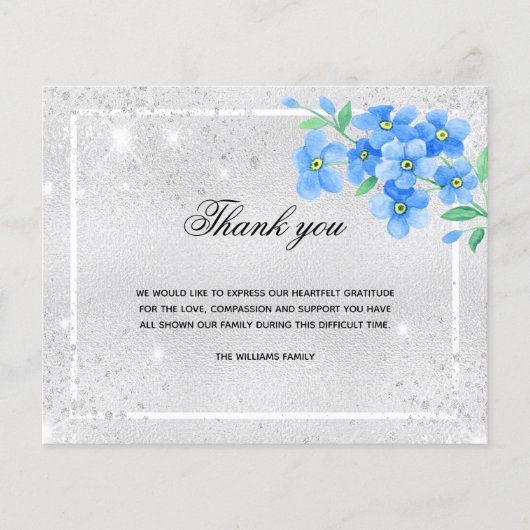 バジェット悔やみや弔慰シルバーブルーフローラ感謝してい写真あなた (正面)