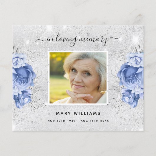 バジェット悔やみや弔慰シルバーブルー感謝してい写真you (裏面)