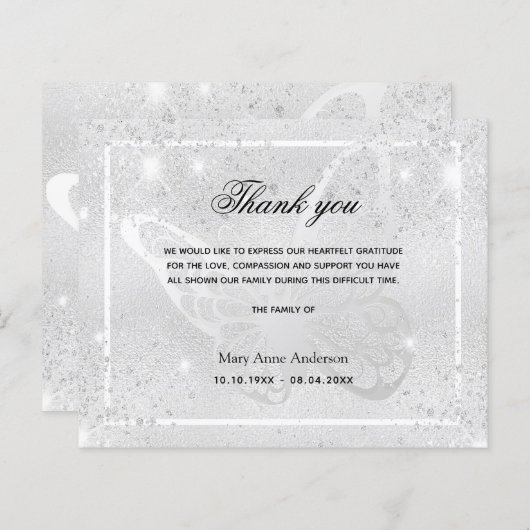 バジェット悔やみや弔慰シルバー感謝していバタフライユー (正面/裏面)